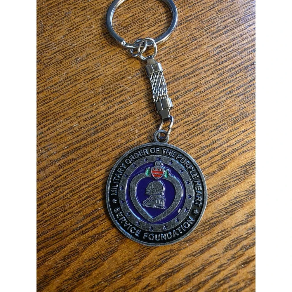 Military Order Of‎ The Purple Heart Service Foundation Metal Key Chain Ring